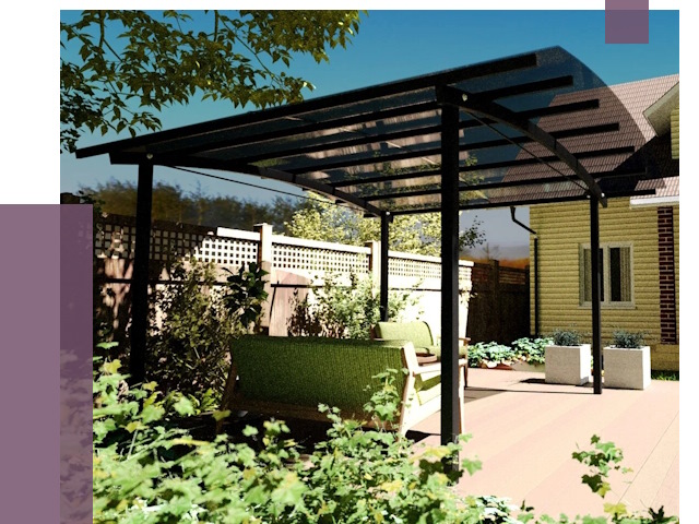 Навесы для террасы в Нерюнгри от 13847 руб. под ключ | ПРОЛЁТ-Нрю