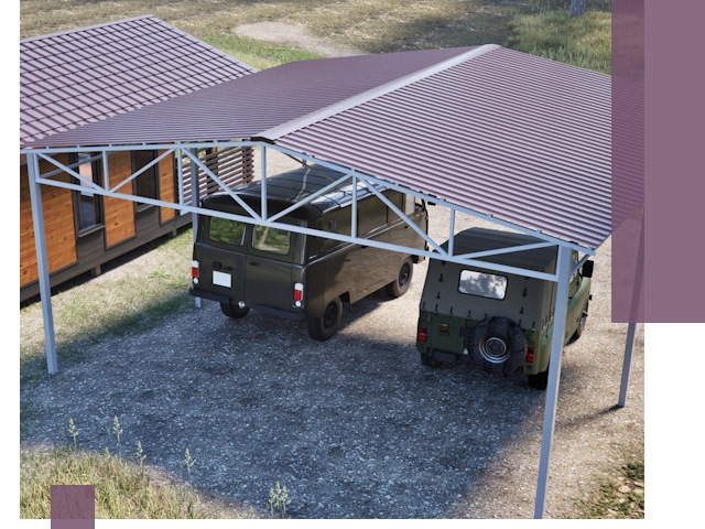 Двускатные навесы под ключ в Нерюнгри — изготовление и монтаж